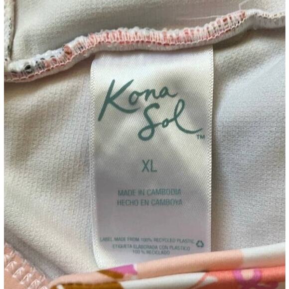 Kona Sol Pink Tropical Print One Piece Swimsuit XL - Picture 3 of 3